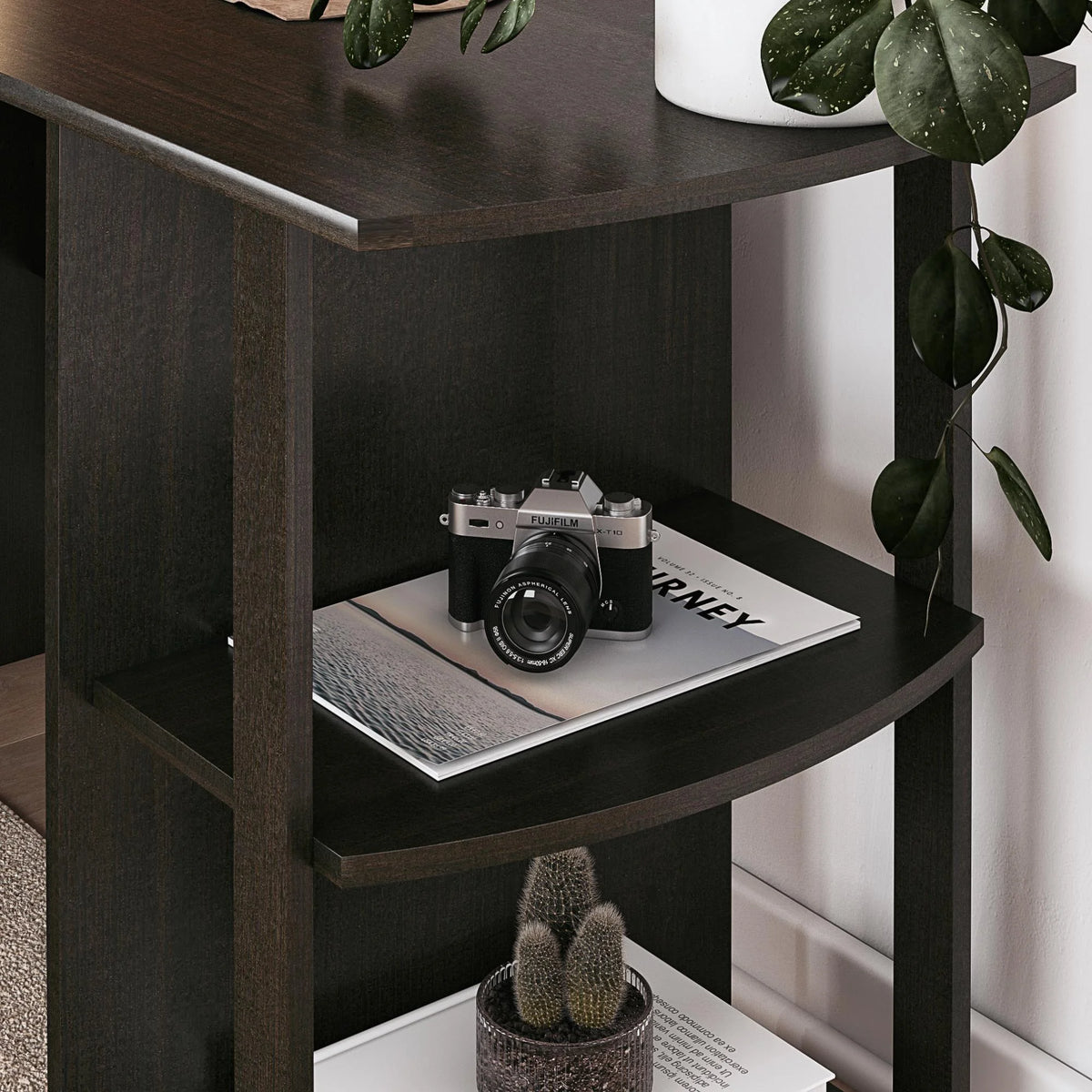 Ameriwood Home L Shaped Desk with Side Storage, Black Oak