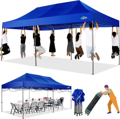 COBIZI 10x15ft Pop up Canopy, Heavy Duty Party Canopy Waterproof Commercial for Outdoor,Black