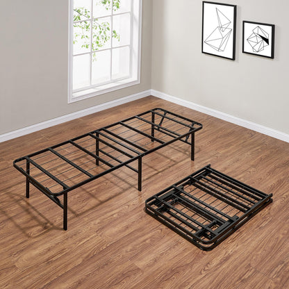 Mainstays 14" High Profile Foldable Steel Full Platform Bed Frame, Black