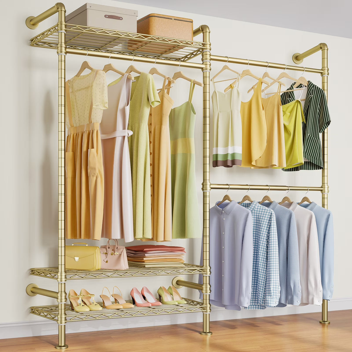 Timate F2 Industrial Pipe Clothes Rack Wall Mounted Clothing Rack for Hanging Clothes,Black