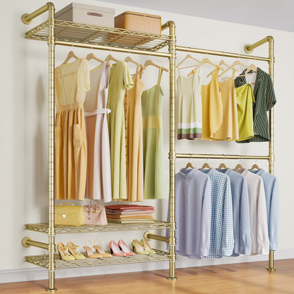Timate F2 Industrial Pipe Clothes Rack Wall Mounted Clothing Rack for Hanging Clothes,Black