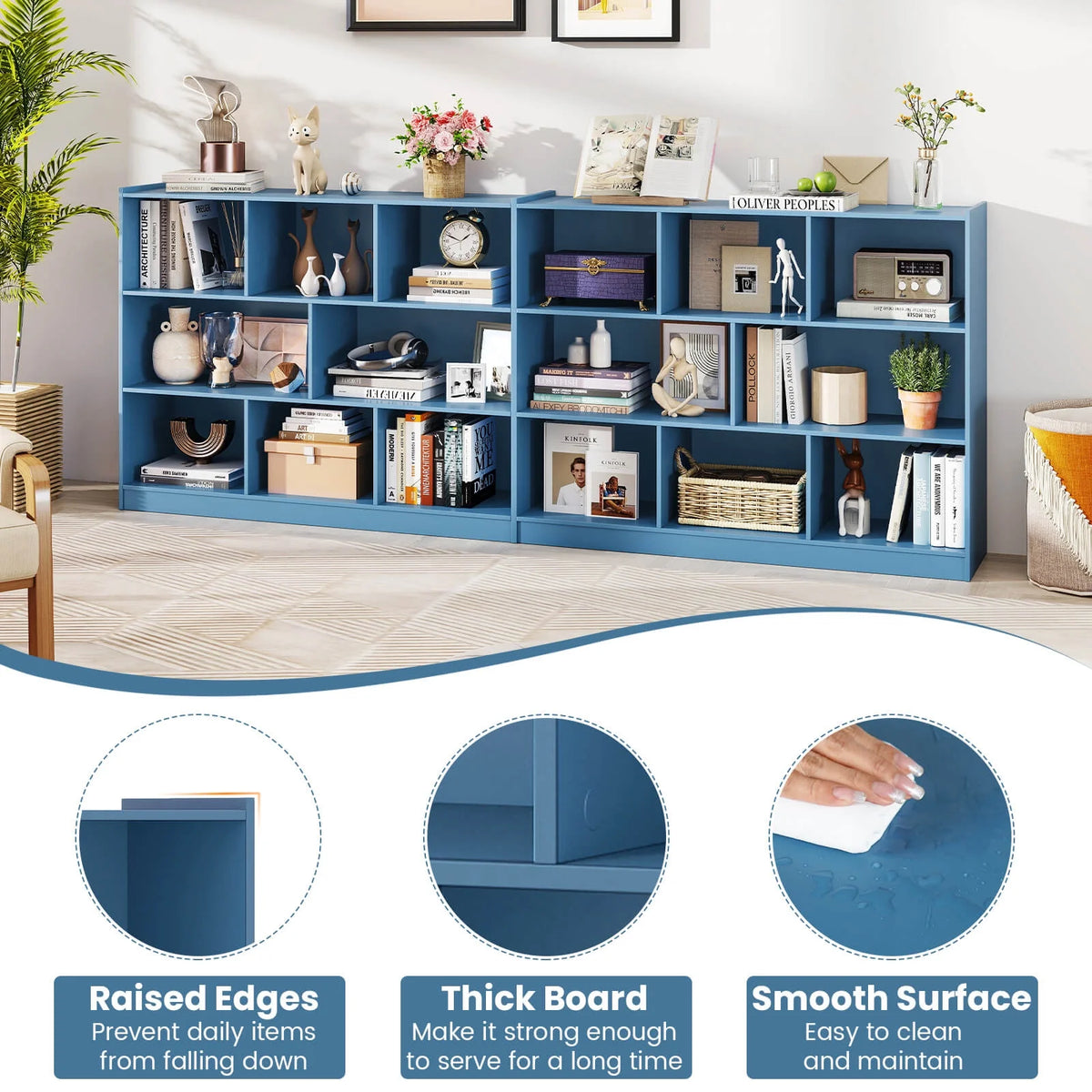 Costway 3-tier Open Bookcase 8-Cube Floor Standing Storage Shelves Display Cabinet White