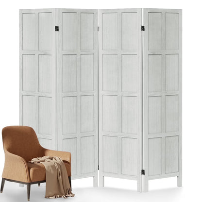 Aletheiawu 4 Panel Room Divider Wall and Folding Privacy Screens No Installation Required White