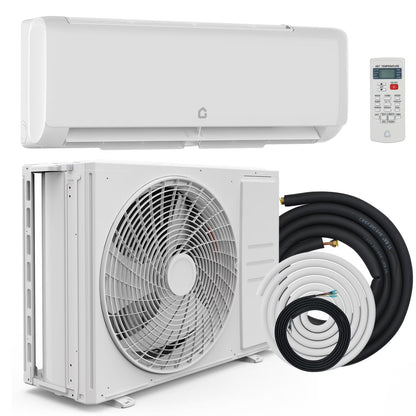 9000 BTU Split Air Conditioner, SEER 18.5, WiFi Enabled 230V AC Unit with Energy Efficient Inverter, Cools/Heats 450 Sq.Ft, Pre-Charged System, White