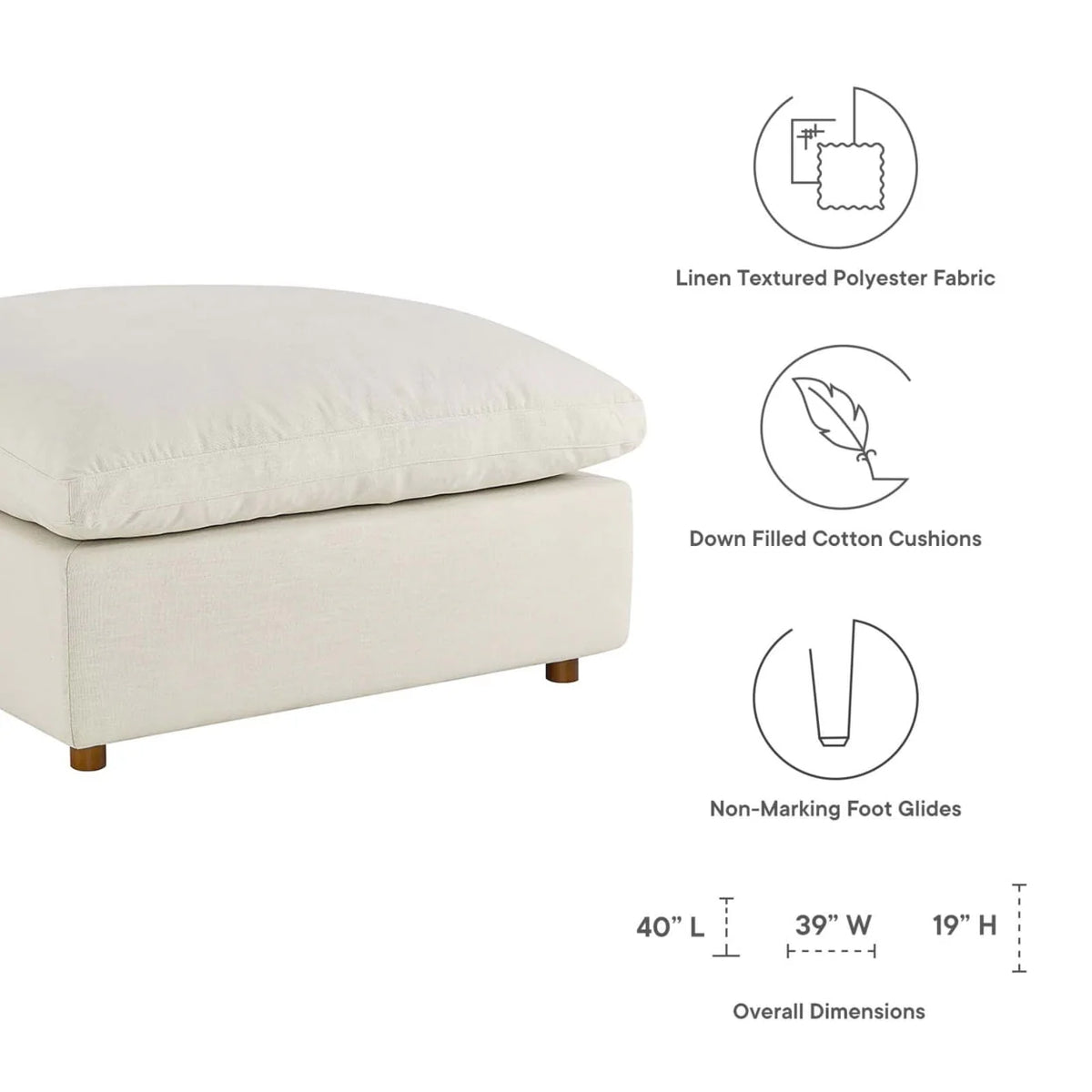 Commix Down Filled Overstuffed Ottoman-EEI-3318