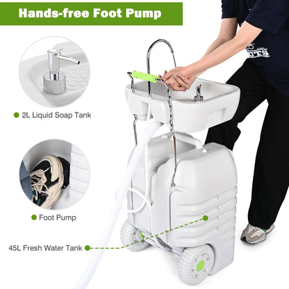 Hand Wash Station Portable Wash Sink Basin Stand 12 Gallon 45L Camping Garden