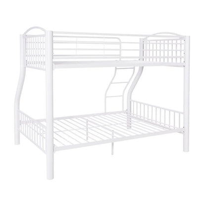 Linon Heavy Metal Twin Over Full Bunk Bed Attached Ladder in White