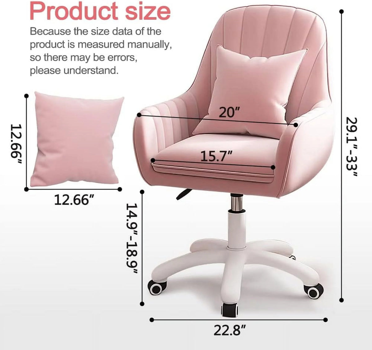 Home Office Chair Computer Chair with Mid-Back Upholstered Modern Tufted Computer Task Chair Swivel Height Adjustable Velvet Accent Chair. White