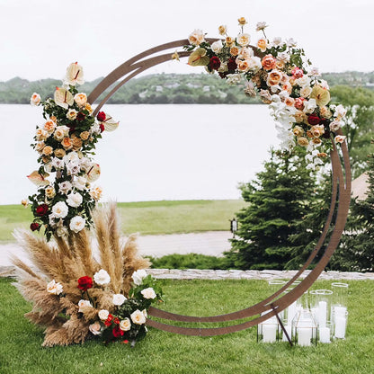 Efavormart 7FT Rustic Square Wedding Arch Wooden Backdrop Stand, Wedding Ceremony Arch - Brown