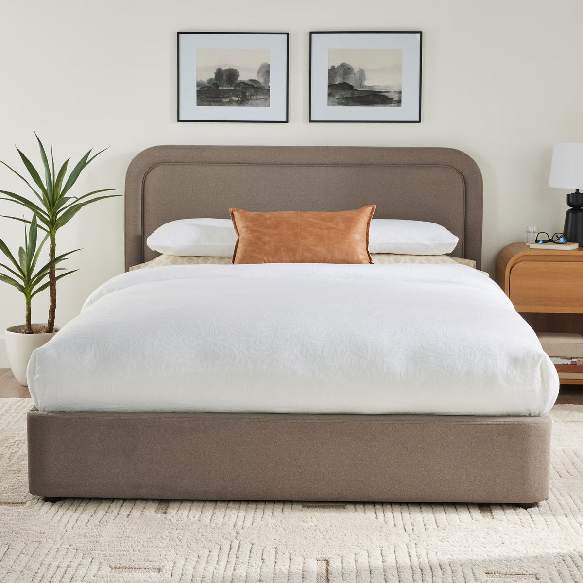 Better Homes & Gardens Juliet King Boucle Platform Bed, Ivory