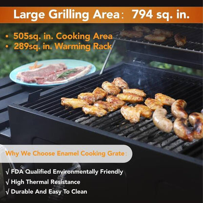 Heavy-duty Outdoor Barrel Charcoal Grill in Black