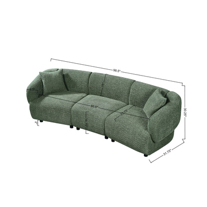 Christopher Knight Home 98.5" Curved Contemporary 3-Seat Sofa with Upholstered Plush Seating, Beige