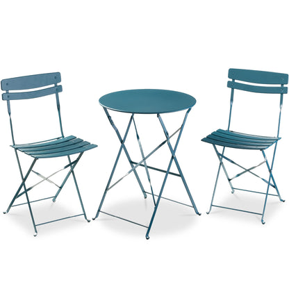 Best Choice Products 3-Piece Small Bistro Set, Folding Patio Furniture Set of 2 Chairs and Table - Black