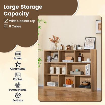 Costway 3-tier Open Bookcase 8-Cube Floor Standing Storage Shelves Display Cabinet White