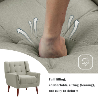 DREAMSIDEA Accent Chair Set of 2 Living Room Chair Linen Upholstered Comfortable Armchair Modern Chairs for Living Room Bedroom Indoor Furniture, Beige