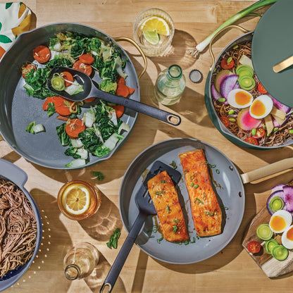 Beautiful 12pc Ceramic Non-Stick Cookware Set with Strainer Lids, White Icing by Drew Barrymore