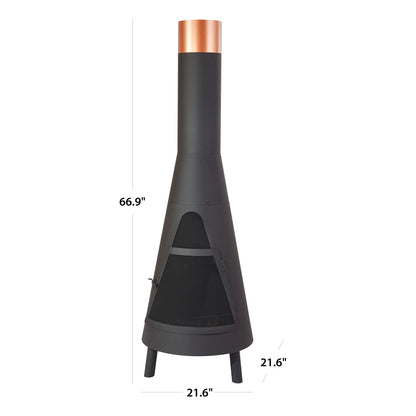 Mainstays 67 Tall Round Powder-Coated-Black Finish Steel Wood Burning Chiminea