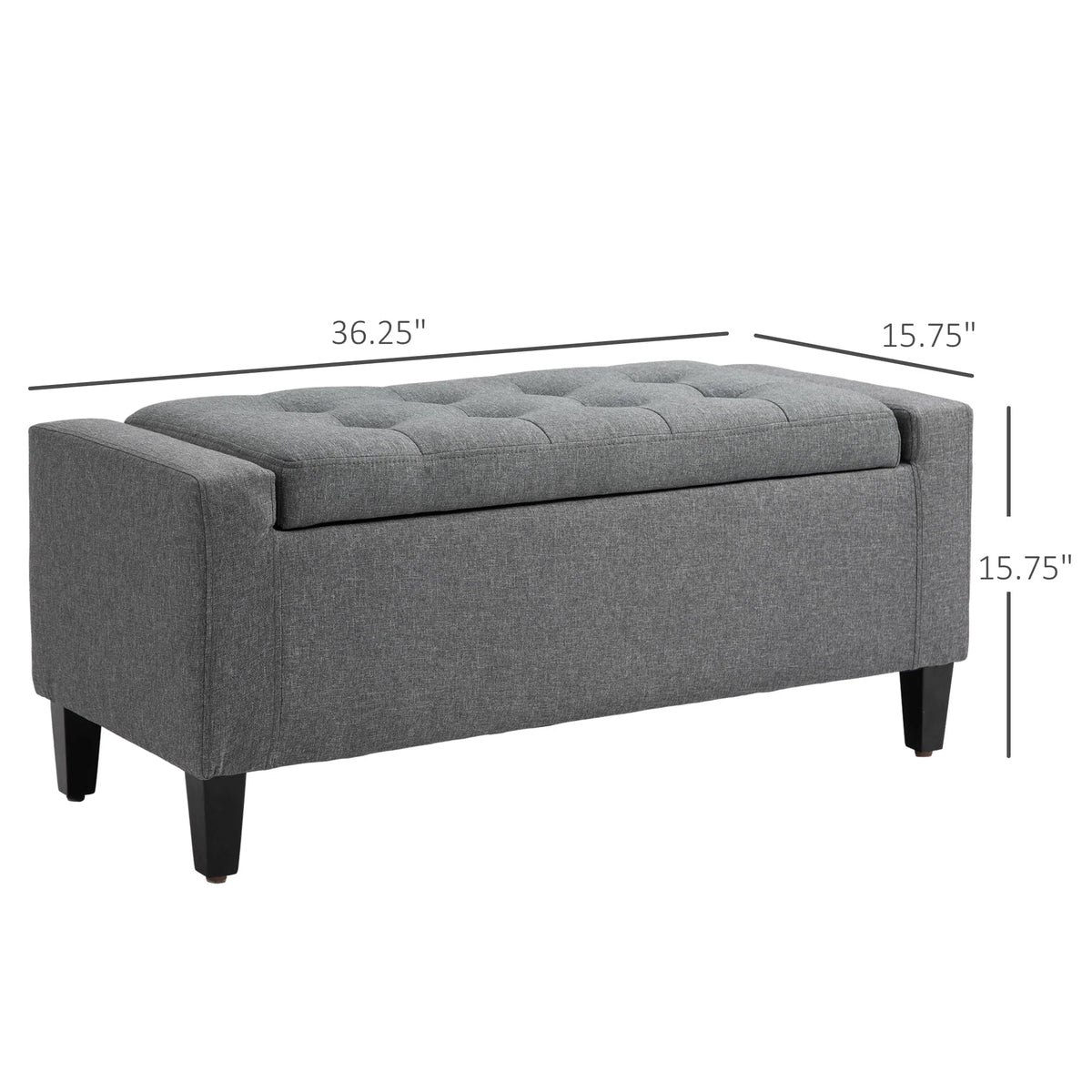 HOMCOM Linen Storage Ottoman Bench Storage Chest Tufted Ottoman Cube with Flipping Top
