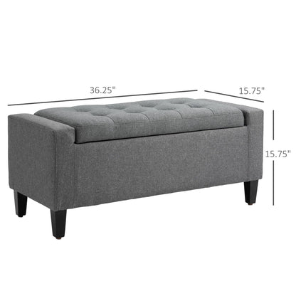 HOMCOM Linen Storage Ottoman Bench Storage Chest Tufted Ottoman Cube with Flipping Top