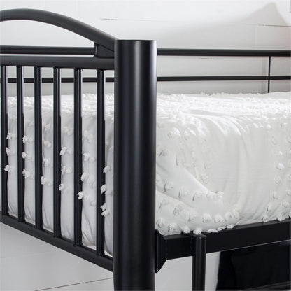 Linon Heavy Metal Twin Over Full Bunk Bed Attached Ladder in White
