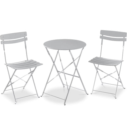 Best Choice Products 3-Piece Small Bistro Set, Folding Patio Furniture Set of 2 Chairs and Table - Black
