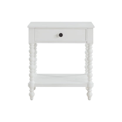 Pioneer Woman Harper Spindle Nightstand with USB Charging Ports, Adults and Teens, White Finish