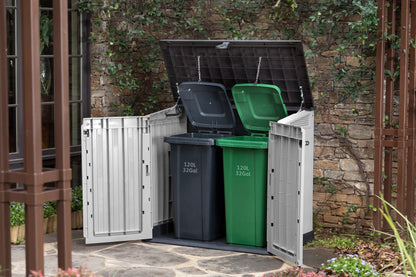 Keter S.I.O Midi 4.3' x 2.3' x 3.7' Horizontal Resin Outdoor Storage Shed with Durable Floor, Grey