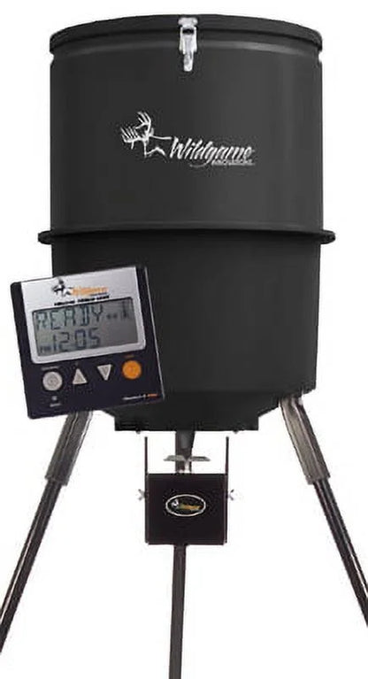 WILDGAME INNOVATIONS Quick-Set 225 lb Game Feeder with Digital Timer | Durable Tripod Corn/Pellet Hunting Feeder with 1-4 Available Feed Times & 30-feet Radius