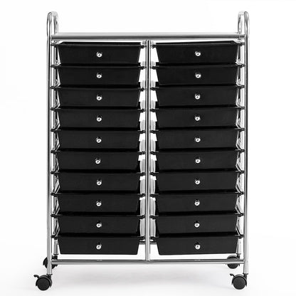 Costway 20 Drawer Rolling Storage Cart Tools Scrapbook Paper Office School Organizer Yellow