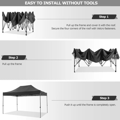 COBIZI 10x15ft Pop up Canopy, Heavy Duty Party Canopy Waterproof Commercial for Outdoor,Black