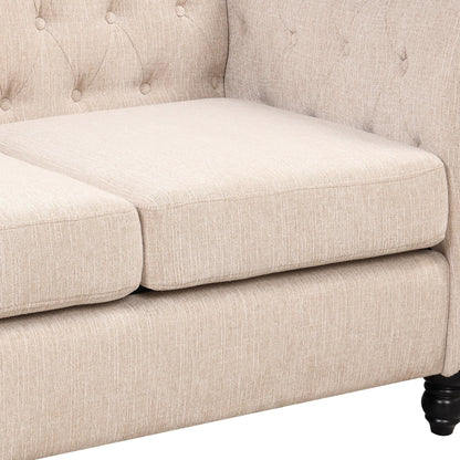 Classic 3 Seater Button Tufted Sofa, Upholstered Couch with Nailhead Rolled Arms Removable Cushions for Living Room Office Bedroom