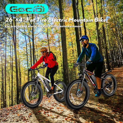 Gocio 26" 4.0 Fat Tire Electric Bike for Adults, 500W Motor, 48V 13Ah Battery, Lightweight Aluminum Alloy Frame, Max 22Mph Electric Mountain Bike Beach Snow Ebike for Men, Professional 7-Speed UL2849