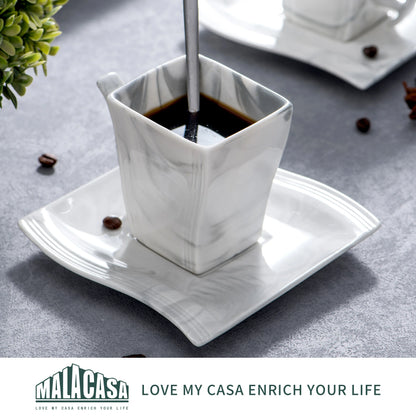 MALACASA Porcelain Tableware Sets, Ivory White, 30-Piece (6 Packs)