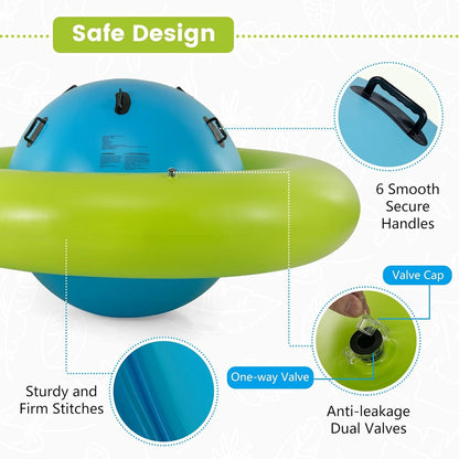 OLAKIDS 8FT Inflatable Dome Rocker Bouncer, Outdoor Kids Giant Roll and Play Seesaw Rocker with 6 Secure Handles, Max Weight 250 LBS, Toddlers Climbing Toy Backyard Play Center Equipment