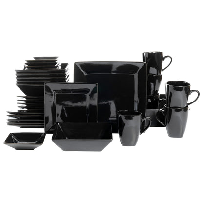 10 Strawberry Street Nova Square 40 Piece Stoneware Dinnerware Set, Gray
