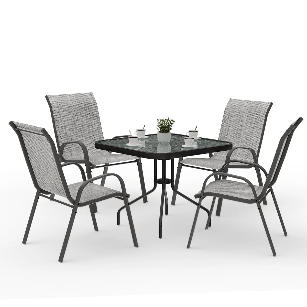 Amopatio Outdoor Dining Set of 5, Patio Table and Chairs Set