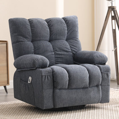 JONPONY Manual Recliner Chair with Heat Therapy and Massage Function, Heavy Duty Reclining Mechanism Massage Chair, Elderly Single Rocker Sofa with Cup Holders for Bedroom Home Theater,Grey