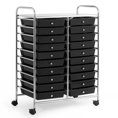 Costway 20 Drawer Rolling Storage Cart Tools Scrapbook Paper Office School Organizer Yellow