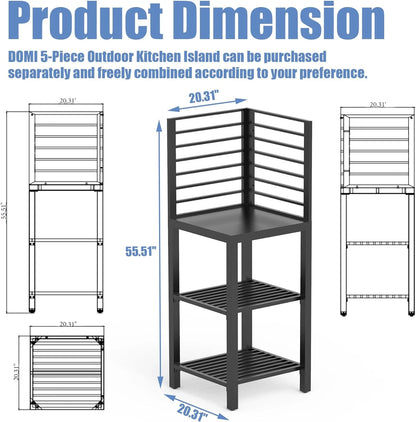 Domi Outdoor Kitchen Series 5-Piece Modular Outdoor Kitchen, Aluminum Storage Islands Sink Table, Corner Bar Cabinet Grill Storage Cabinet with Protective Cover, Outdoor Kitchen for Deck, Patio, Backy