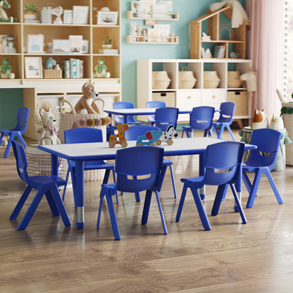 Flash Furniture Emmy Adjustable Classroom Activity Table for Kids with 6 Chairs, Red/Gray