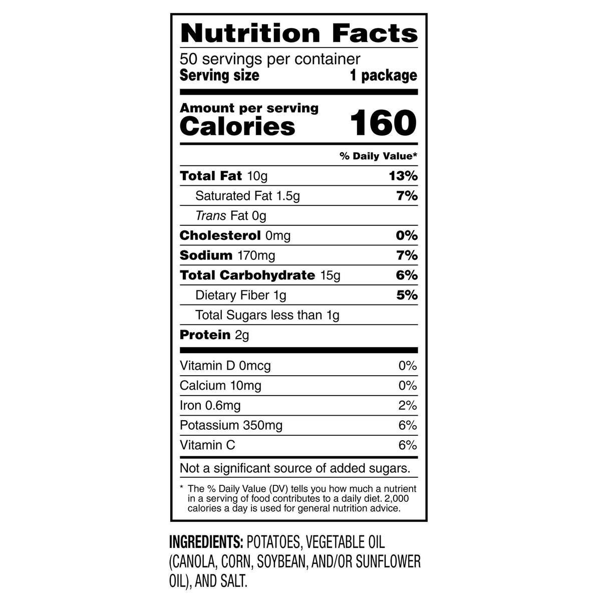 Lay's Potato Chips, Classic, 1 oz, 50-count