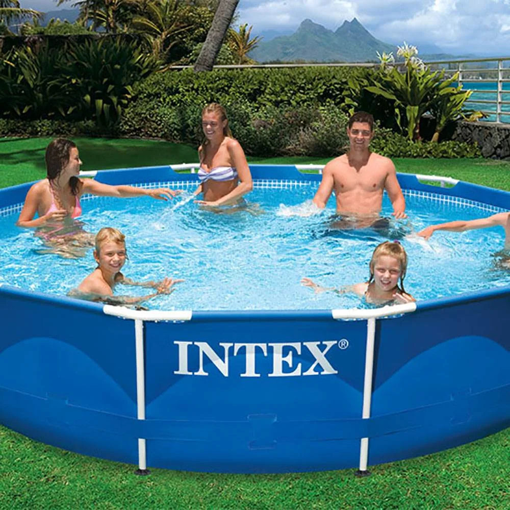 INTEX 12 x 30 Metal Frame Set Swimming Pool with 530 GPH Filter Pump 28211EG