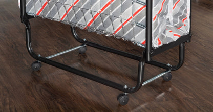 Linon Torino Folding Rollaway Guest Bed with 4" Innerspring Mattress, Cot