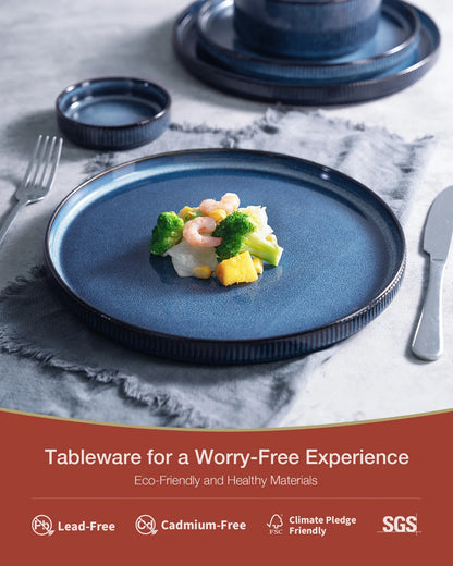Famiware Star Stoneware Dinnerware Sets, Plates and Bowls Set for 4, 12 Piece Dish Set, Cappuccino White