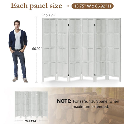 Aletheiawu 4 Panel Room Divider Wall and Folding Privacy Screens No Installation Required White