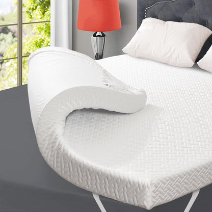 3 Inch Memory Foam Mattress Topper Queen Size Breathable Gel Memory Foam Cooling Mattress Topper Mattress Pad Cover for Back Pain Bed Topper with Washable Cover