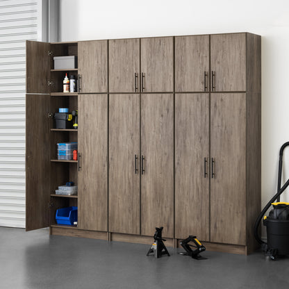 Prepac Adjustable Shelves Cabinet - Functional Tall Garage Table, 16"D x 32"W x 65"H Freestanding Garage Cabinet with 2-Doors, Light Gray - GES-3264