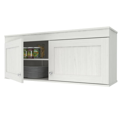 Inval Shaker Wall Mounted 2-Door Laminate Kitchen Cabinet 47"W, Washed Oak