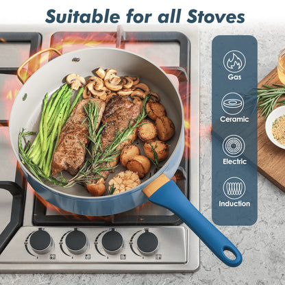 SENSARTE Nonstick Pots and Pans Set, 18Pcs Non Stick Cookware Sets, Induction Kitchen Cookware Sets Green