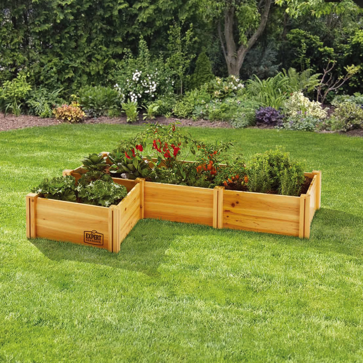 Expert Gardener Outdoor Wood Garden Bed, 7.4 ft L x 2 ft W x 10.6 in H